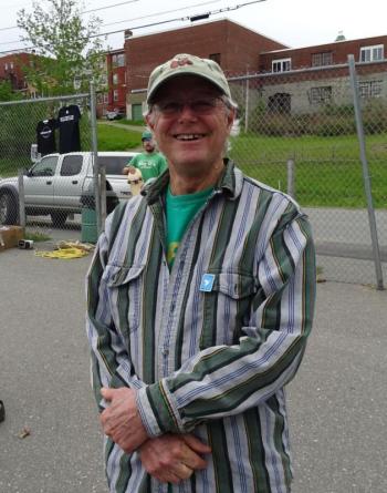 The original man with a skatepark plan, Dave Smith, provided food and refreshments at the work party. (photo by Erica Thoms)