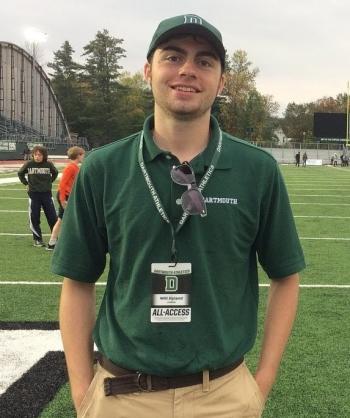 Will Hyland on a Darmouth College athletic field during his internship. (Courtesy Will Hyland)