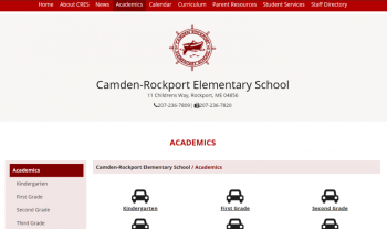 The new website look for Camden-Rockport Elementary School.
