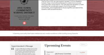 The new website look for Five Town Consolidated School District.