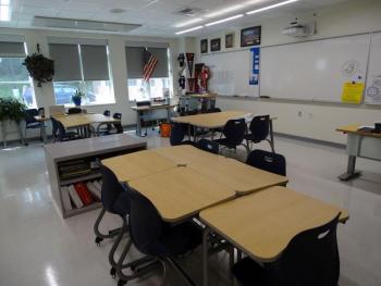 This classroom is for kids working their way back into normal classes and features several smaller rooms that can be used for independent study should students need a quieter place to work. (photo by Erica Thoms)