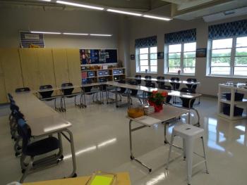 All the classrooms on the mathematics wing are new. (photo by Erica Thoms)