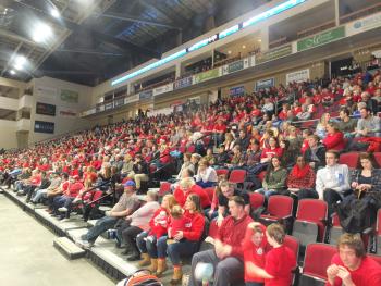 A large number of dedicated fans from Vinalhaven made the trek to Bangor to watch the Vinalhaven girls basketball team win the 2017 state championship. (File photo/Chris Wolf)
