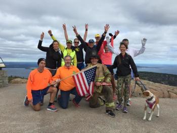 Runners pose for a picture on Cadillac Mountain during a previous year’s relay. (Photo courtesy Run2Respond)