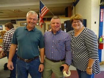 Left to right: Waldo County Sheriff Jeff Trafton, Lieutenant Matt Curtis, and Waldo County Triad Co-chair Susan Dopler. (photo by Erica Thoms)