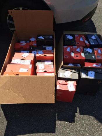 Boxes of shoes ready for distribution. (Courtesy John Murphy)