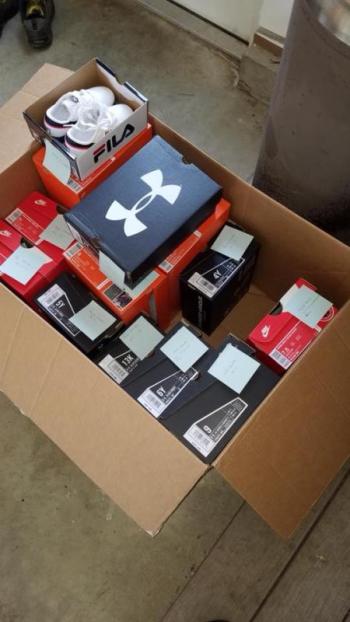 Boxes of shoes ready for distribution. (Courtesy John Murphy)