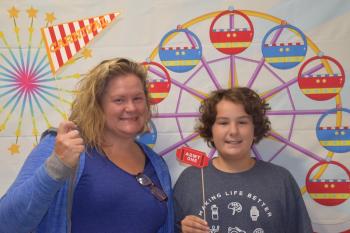 Owen deLorimier and his mother, Chrys deLorimier. (Photo courtesy Thomaston Grammar School)