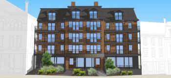 A rendering by Gartley & Dorsky depicts a five-story hotel to be built at 20 Central St. in downtown Rockport.