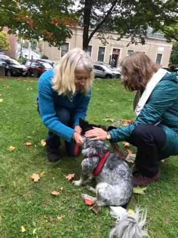 Vicki Doudera and her special friend who is receiving her blessing from the Rev. Dr. Ute S. Molitor. (Photo courtesy of Andi Hamalainen)