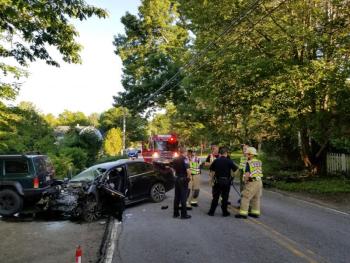 A Summer 2019 crash on John Street in Camden drew the response of the fire department and an ambulance crew. (Photo courtesy Camden Fire Department)