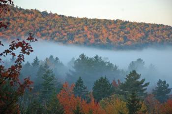 Area residents regard Ducktrap Mountain with awe, conveyed in this photo of fog rolling in from the ocean. (Photo courtesy Dennis Cerrotti)