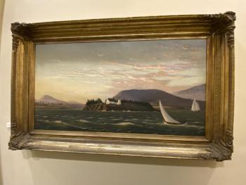 Bramhall painting that hangs in the stairwell of the Camden Public Library. (Photo courtesy Alison McKellar)