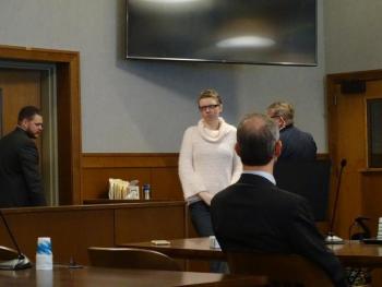 Sharon Carillo reenters the courtroom after the jury announced they had reached a verdict.
(photo by Erica Thoms)