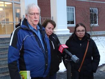 Sharon’s family speak to reporters following the verdict. (left to right) Sharon’s father Joseph Kennedy, her stepmother Roseann Kennedy, and her aunt Deborah Ferris.
(photo by Erica Thoms)