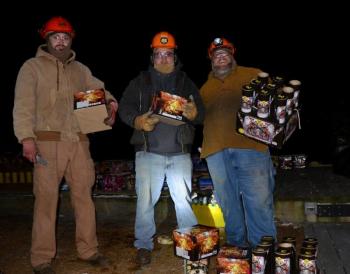 Nick Wade, Sam Berry and Donnie Heald, masters of the fireworks at Rockport’s Holiday on the Harbor, 2019. (Photo by Lynda Clancy)