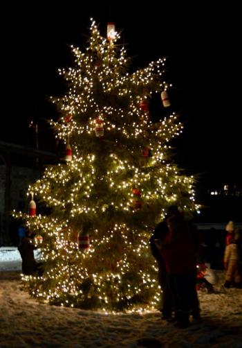 The Christmas tree at Marine Park was lit promptly at 5:30 p.m.