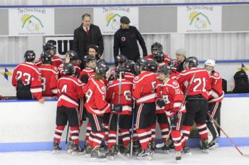 The Camden Hills ice hockey team in its Dec. 28 game against Gardiner. (Courtesy Molly Cole)