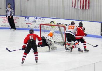 The Camden Hills ice hockey team in its Dec. 28 game against Gardiner. (Courtesy Molly Cole)