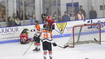 The Camden Hills ice hockey team in its Dec. 28 game against Gardiner. (Courtesy Molly Cole)