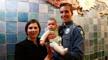 Jonathan Poole with his wife Ashley and six-month-old daughter Gwendolyn. (Photo by Sarah Shepherd)