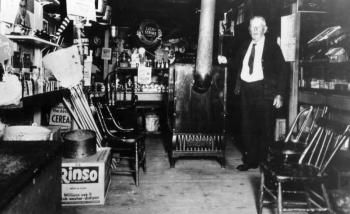 Charles Dearborn’s store was at the Beach, typical of general stores of the early 20th century, Dearborn’s stood on today’s Spouter Inn driveway. It was some five miles away from Scott Knight’s store at the Center where little Doris Miller did her Christmas shopping.
photo courtesy of Lincolnville Historical Society store