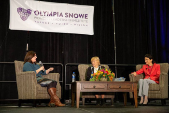 Christina McAnuff, Executive Director of the Olympia Snowe Women’s Leadership Institute, asks the Honorable Janet Mills, Maine’s current and first female Governor, and the Honorable Olympia Snowe, former United States Senator and Founder of the Olympia Snowe Women’s Leadership Institute, questions posed by high school girls across Maine.