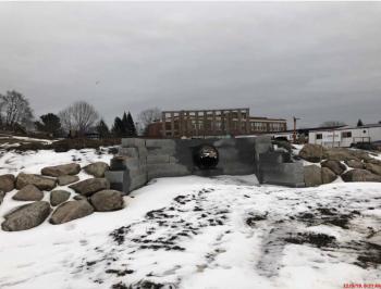 This is a photo of where the climbing wall will be installed next to the slide that you can see on the right. (Photo courtesy Steve Claffie)