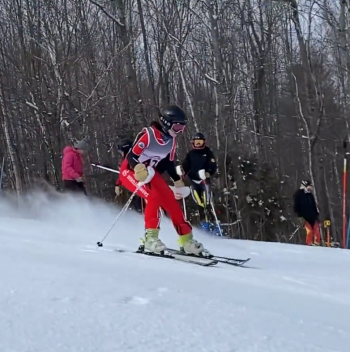Camden Hills skier Mae Gallace. (Screenshot from Mike Smith video)