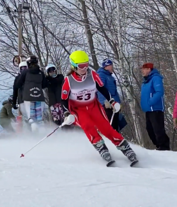 Camden Hills skier Hailey Jones. (Screenshot from Mike Smith video)