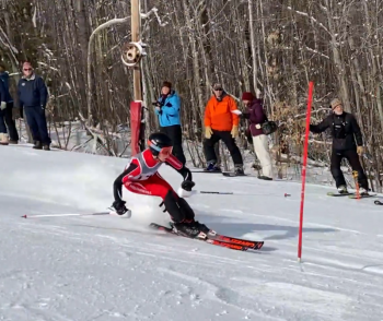 Camden Hills skier Alistair Levitt. (Screenshot from Mike Smith video)