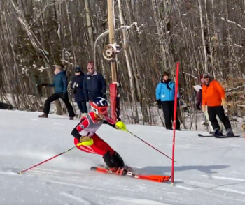 Camden Hills skier Brit LaFiura. (Screenshot from Mike Smith video)