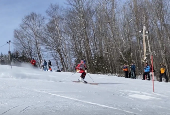 Camden Hills skier Caellen Roberts. (Screenshot from Mike Smith video)