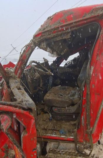The tractor-trailer following the Jan. 16 crash.
(photo courtesy of Belfast Police Sergeant Detective Matt Cook)