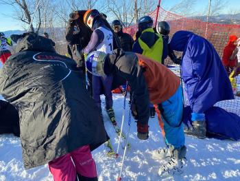 The Camden Hills alpine ski team at its Jan. 20 meet. (Courtesy Mike Smith)