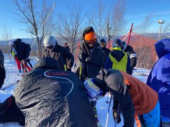 The Camden Hills alpine ski team at its Jan. 20 meet. (Courtesy Mike Smith)