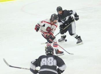 The Camden Hills ice hockey team in a Jan. 11 game. (Courtesy Molly Cole)