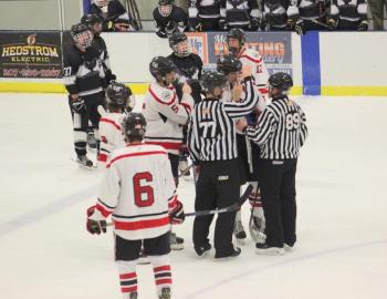 The Camden Hills ice hockey team in a Jan. 11 game. (Courtesy Molly Cole)