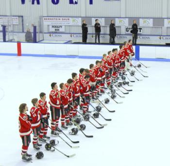 The Camden Hills ice hockey team in its Jan. 25 game. (Courtesy Molly Cole)