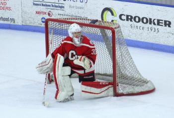 The Camden Hills ice hockey team in its Jan. 25 game. (Courtesy Molly Cole)