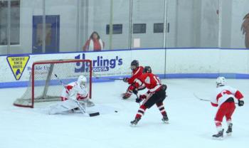 The Camden Hills ice hockey team in its Jan. 25 game. (Courtesy Molly Cole)