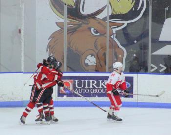 The Camden Hills ice hockey team in its Jan. 25 game. (Courtesy Molly Cole)