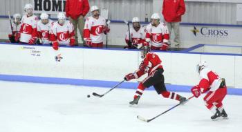 The Camden Hills ice hockey team in its Jan. 25 game. (Courtesy Molly Cole)