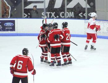 The Camden Hills ice hockey team in its Jan. 25 game. (Courtesy Molly Cole)