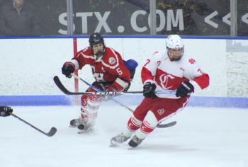 The Camden Hills ice hockey team in its Jan. 25 game. (Courtesy Molly Cole)