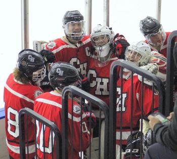 The Camden Hills ice hockey team in its Jan. 25 game. (Courtesy Molly Cole)