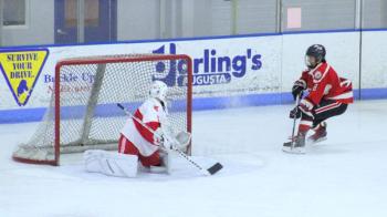 The Camden Hills ice hockey team in its Jan. 25 game. (Courtesy Molly Cole)