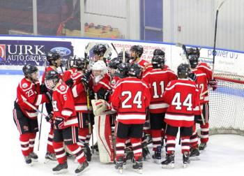 The Camden Hills ice hockey team in its Jan. 25 game. (Courtesy Molly Cole)