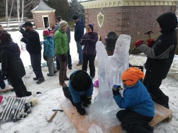 Ice carvers from the Camden Public Library. (Photo courtesy Camden Public Library)