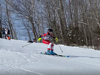 Camden Hills skier Oscar Horovitz. (Screenshot from Mike Smith video)